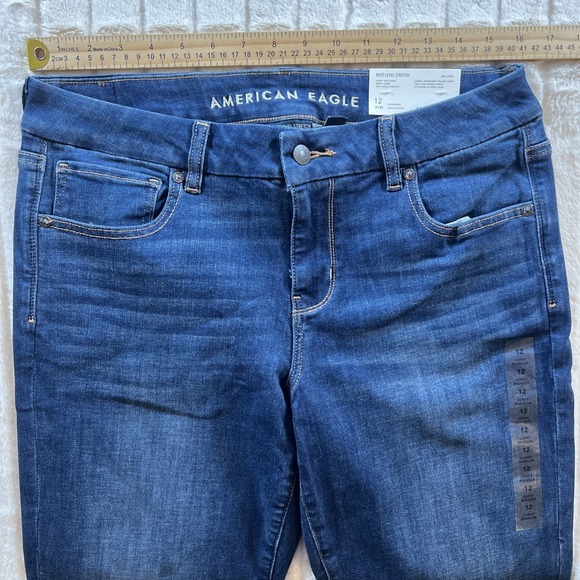 American Eagle Jeans Curvy Kick Boot Low Rise Waist Stretch Dark 31 x 32 12 New - Picture 6 of 10